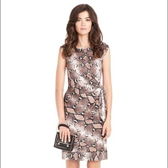 DVF Diane von Furstenberg New Della python camo tan shift dress silk new 4 - Picture 6 of 6